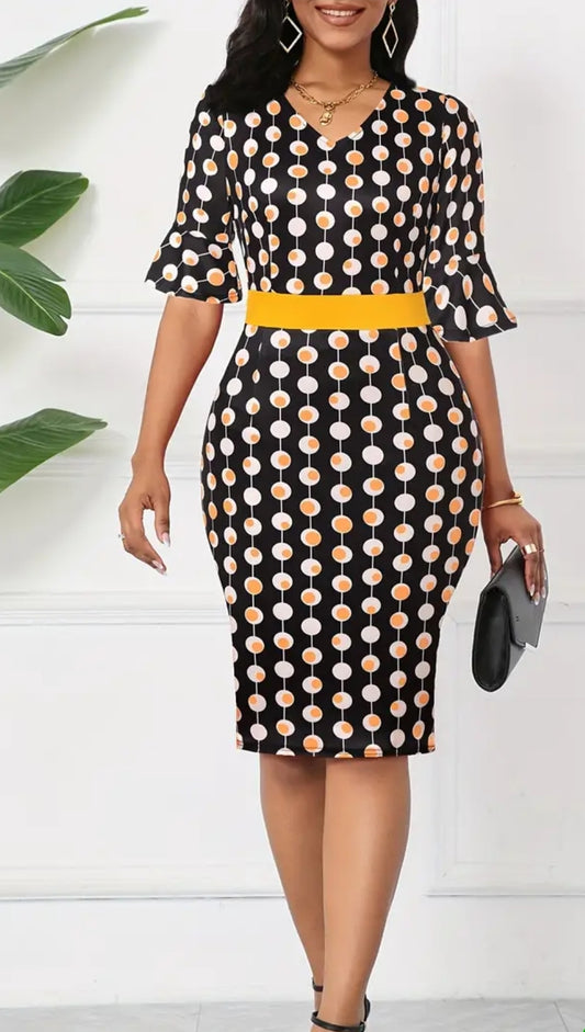 Elegant dot print dress