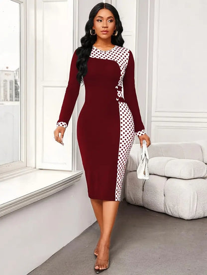 Elegant bodycon dress with polka dot print